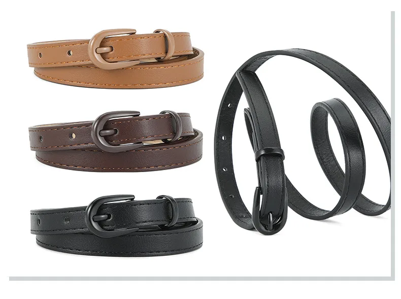 1.5x105cm Colorful Women's Belt Fashion Casual Versatile Jeans Accessories Pin Buckle Girdle Simple PU Leather Thin Waistband