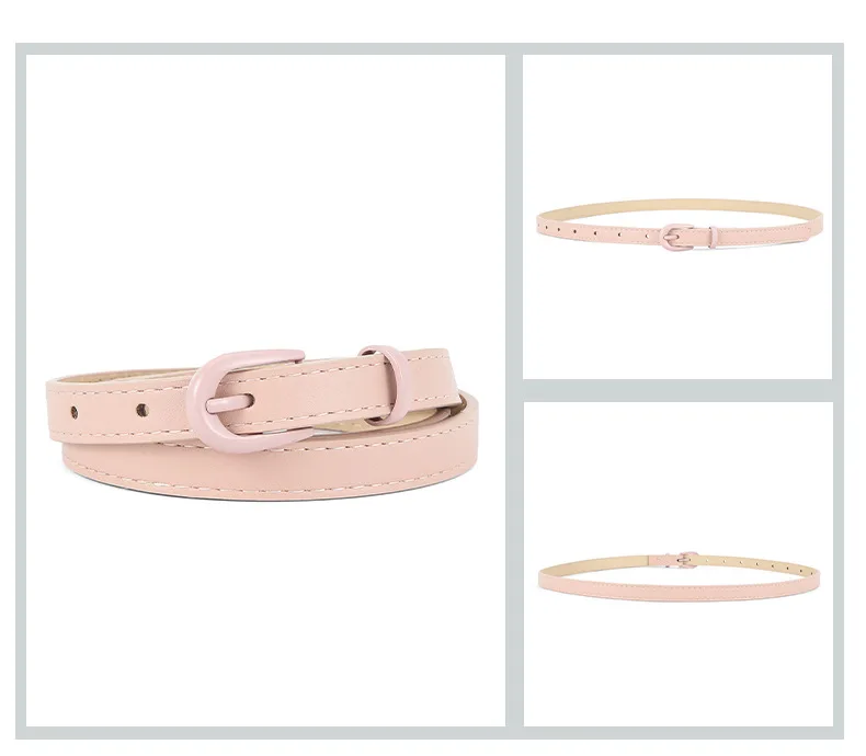 1.5x105cm Colorful Women's Belt Fashion Casual Versatile Jeans Accessories Pin Buckle Girdle Simple PU Leather Thin Waistband
