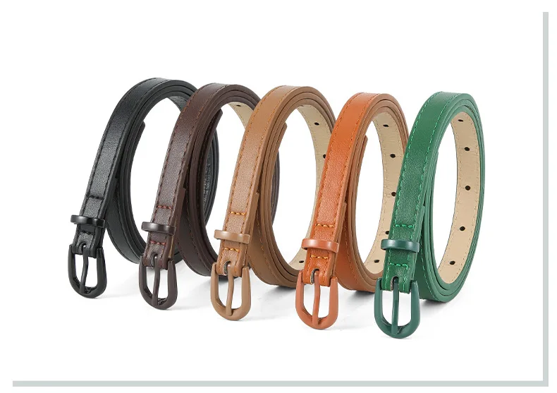 1.5x105cm Colorful Women's Belt Fashion Casual Versatile Jeans Accessories Pin Buckle Girdle Simple PU Leather Thin Waistband