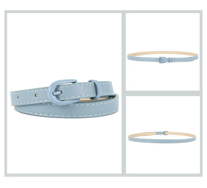 1.5x105cm Colorful Women's Belt Fashion Casual Versatile Jeans Accessories Pin Buckle Girdle Simple PU Leather Thin Waistband