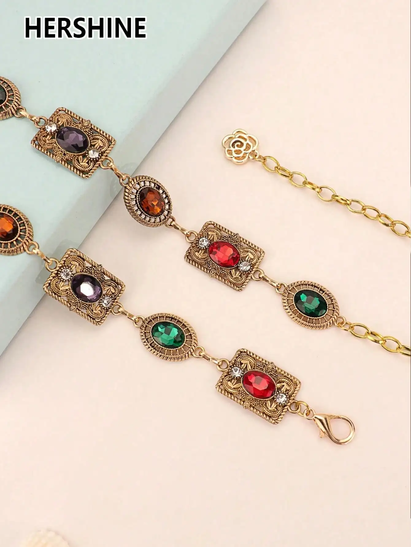 HERSHINE Women's Fashion Colorful Rhinestone Waist Chain, Bohemian Style, Retro Style, Court Style,spring,summer,Christmas