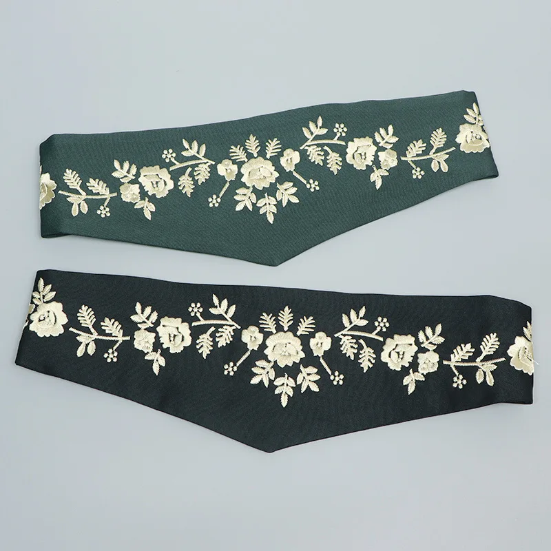 Chinese Tradtional Embroidery Flower Fabric Elastic Waistbands Women Elegant Wide Strechy Waist Belts Embroider Cinturon Flores