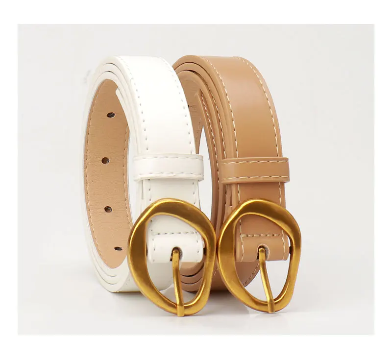 2.3x103cm Female Fashion Belt Simple Golden Metal Buckle Belt for Women Ladies Black Suit Jeans Dresses Clothing Accessories