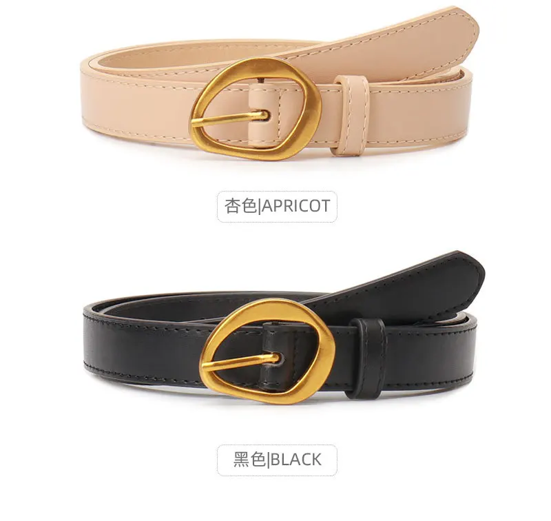 2.3x103cm Female Fashion Belt Simple Golden Metal Buckle Belt for Women Ladies Black Suit Jeans Dresses Clothing Accessories