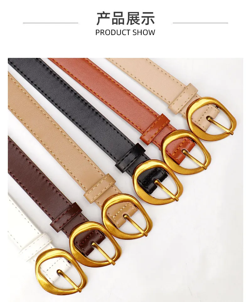 2.3x103cm Female Fashion Belt Simple Golden Metal Buckle Belt for Women Ladies Black Suit Jeans Dresses Clothing Accessories