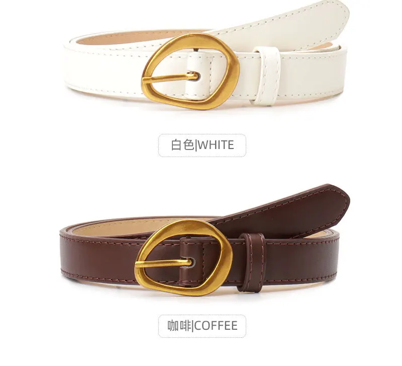 2.3x103cm Female Fashion Belt Simple Golden Metal Buckle Belt for Women Ladies Black Suit Jeans Dresses Clothing Accessories