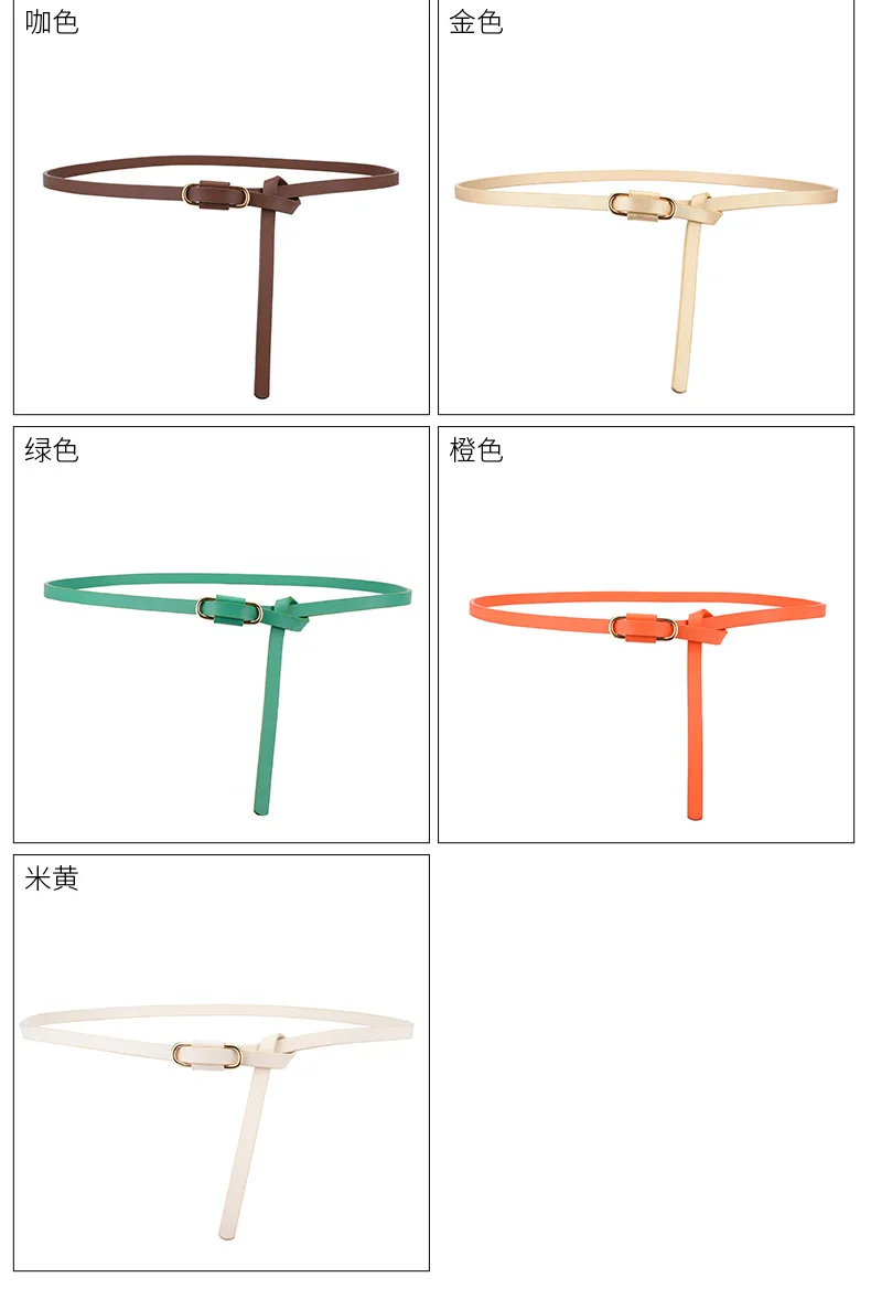 1x110cm Knotted Belt Vintage PU Leather Waistband Solid Color Vintage Decorative Belts Thin Dress Girdle For Women