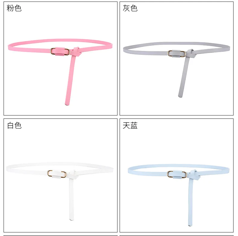1x110cm Knotted Belt Vintage PU Leather Waistband Solid Color Vintage Decorative Belts Thin Dress Girdle For Women