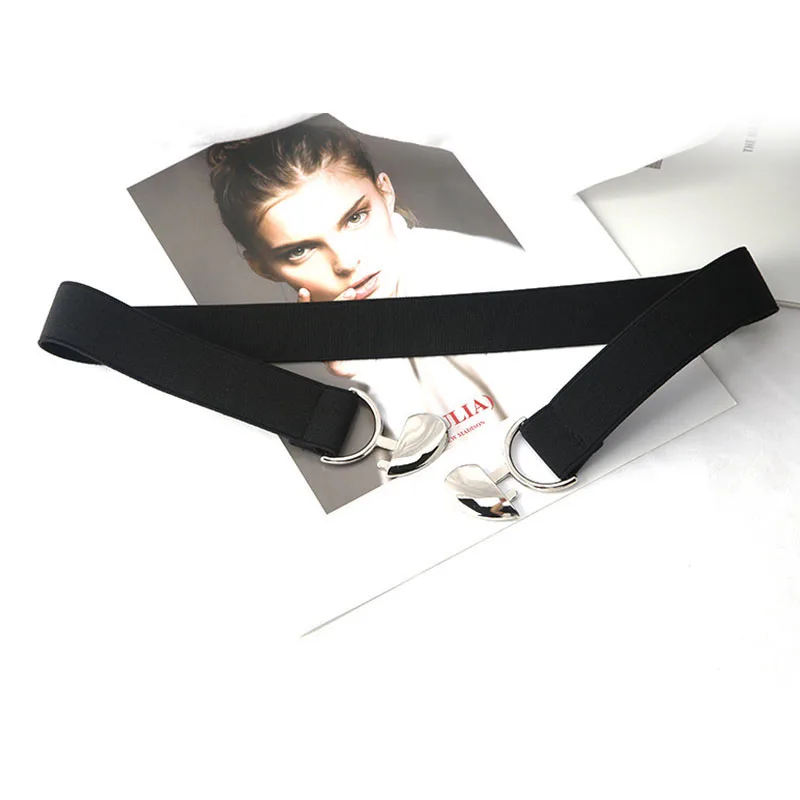 Gold Round Buckle Elastic Women Wide Belt Fashion White Black Brown Stretch Female Waist Belt Ladies Suit Coat Dress Waistband
