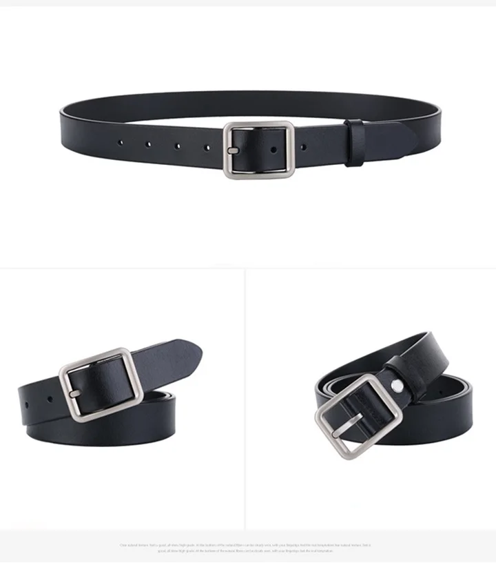 Maikun Genuine Leather Square Buckle Belt For Women New Simple Vintage Pin Buckle Jeans Versatile Belt