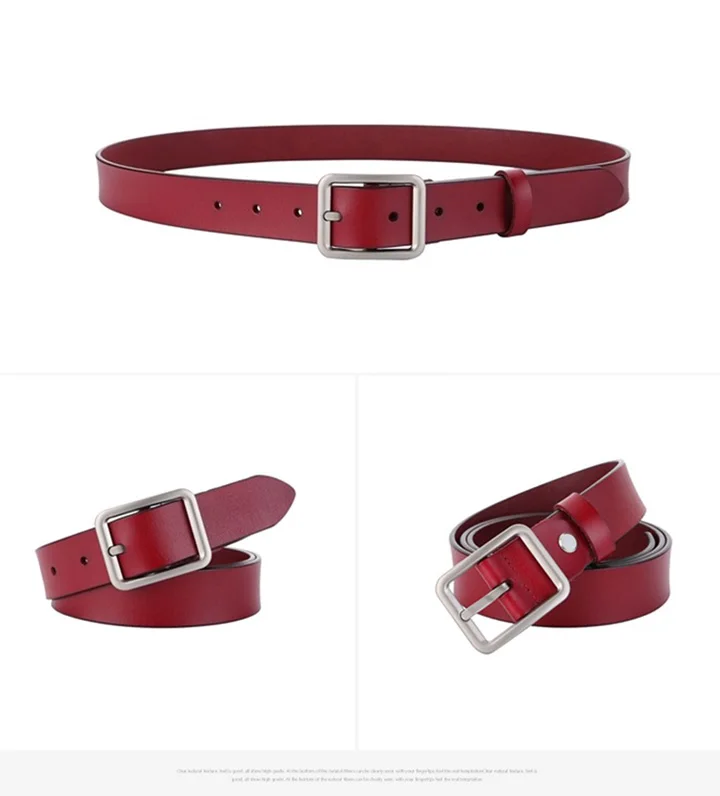 Maikun Genuine Leather Square Buckle Belt For Women New Simple Vintage Pin Buckle Jeans Versatile Belt