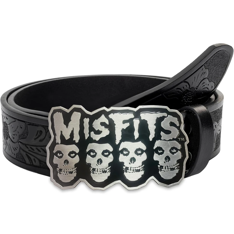Western Men's Denim Belt Retro Belt Ghost Head Belt Buckle Hip-Hop Personality Retro Style Unisex Matching Jeans/Casual Pants Be
