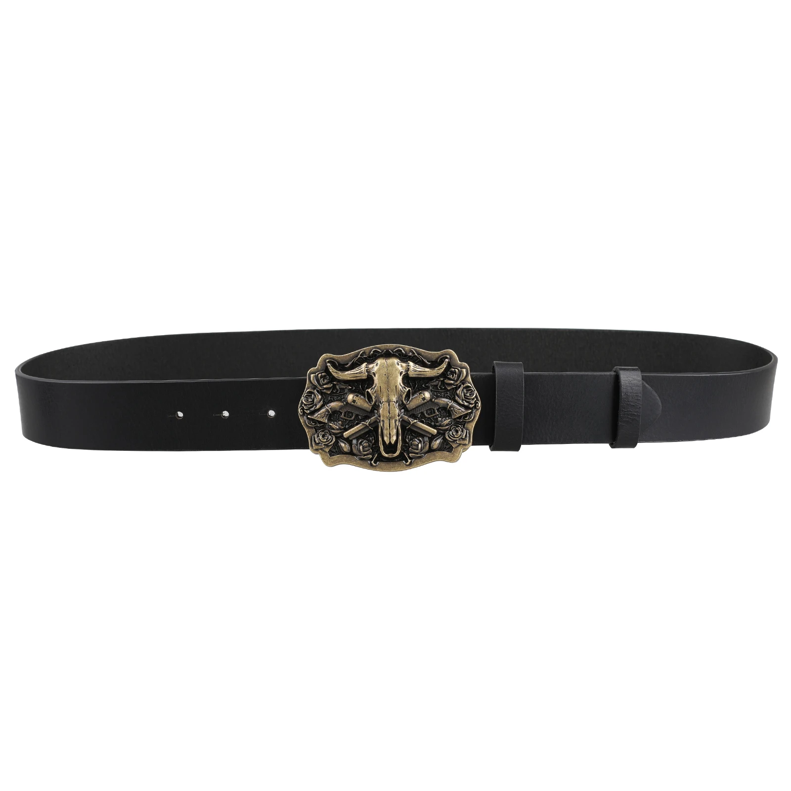 Cowhead Buckle Cowskin Genuine Leather Belt Cowboy