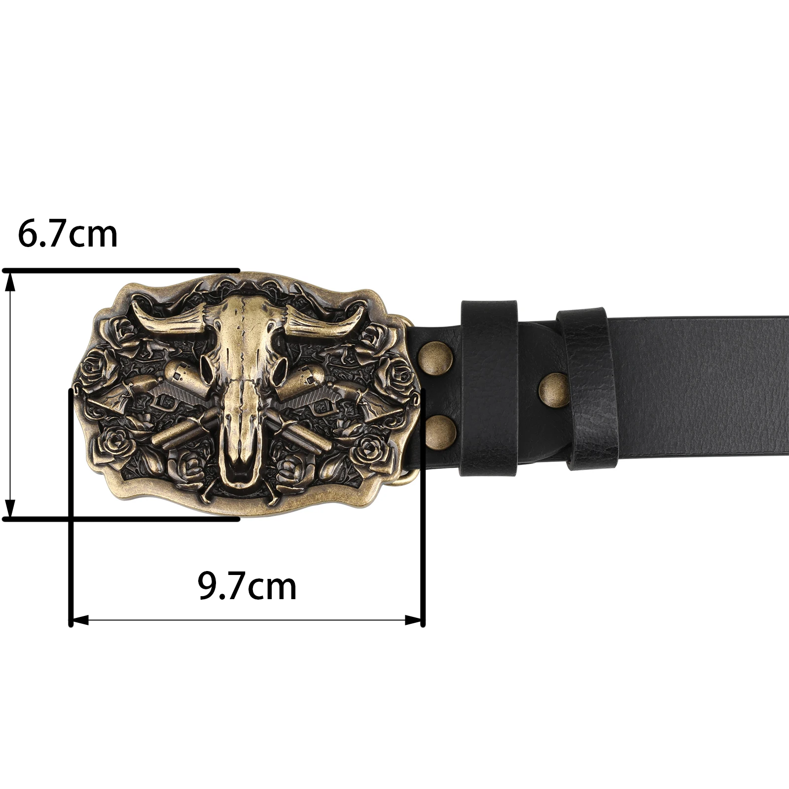 Cowhead Buckle Cowskin Genuine Leather Belt Cowboy