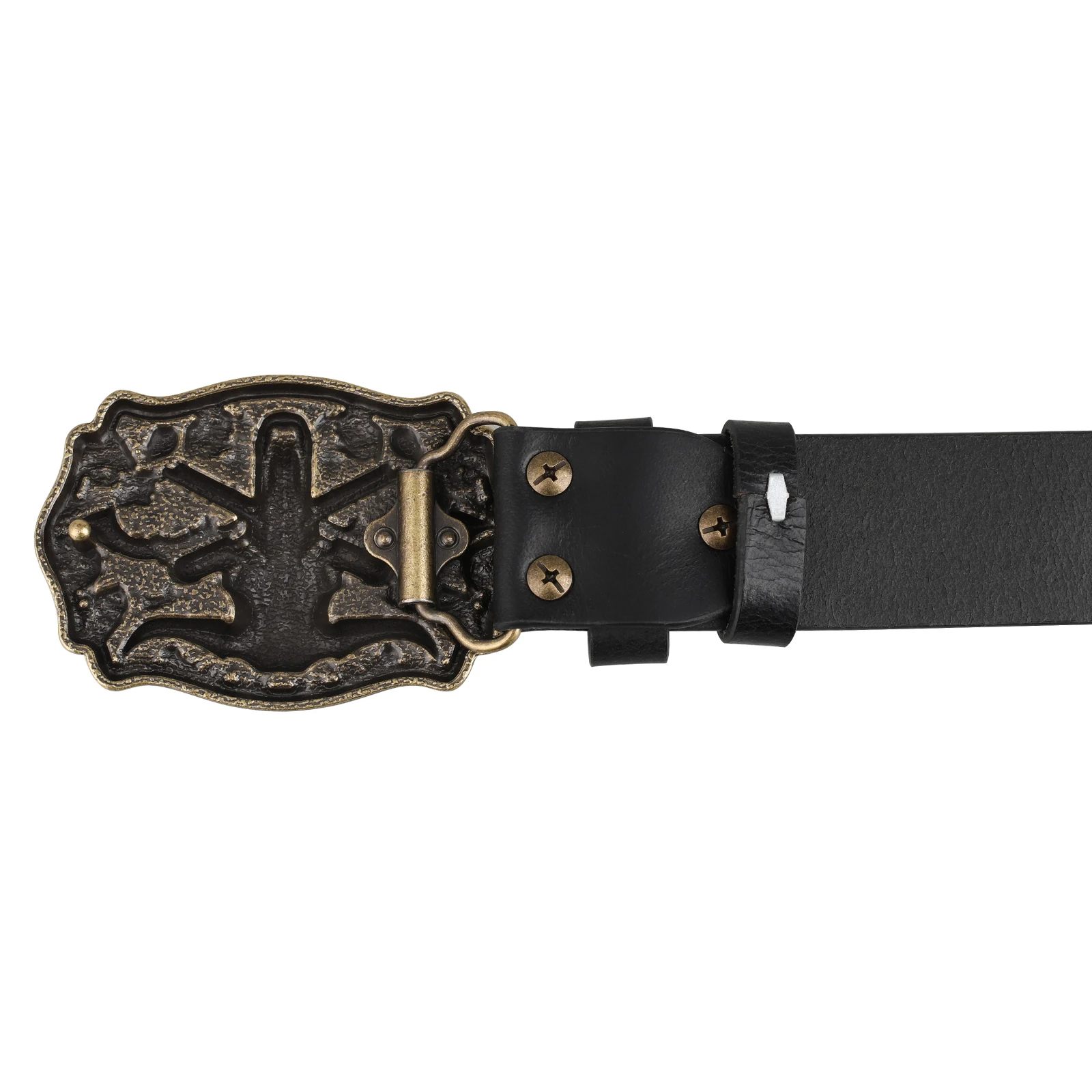Cowhead Buckle Cowskin Genuine Leather Belt Cowboy