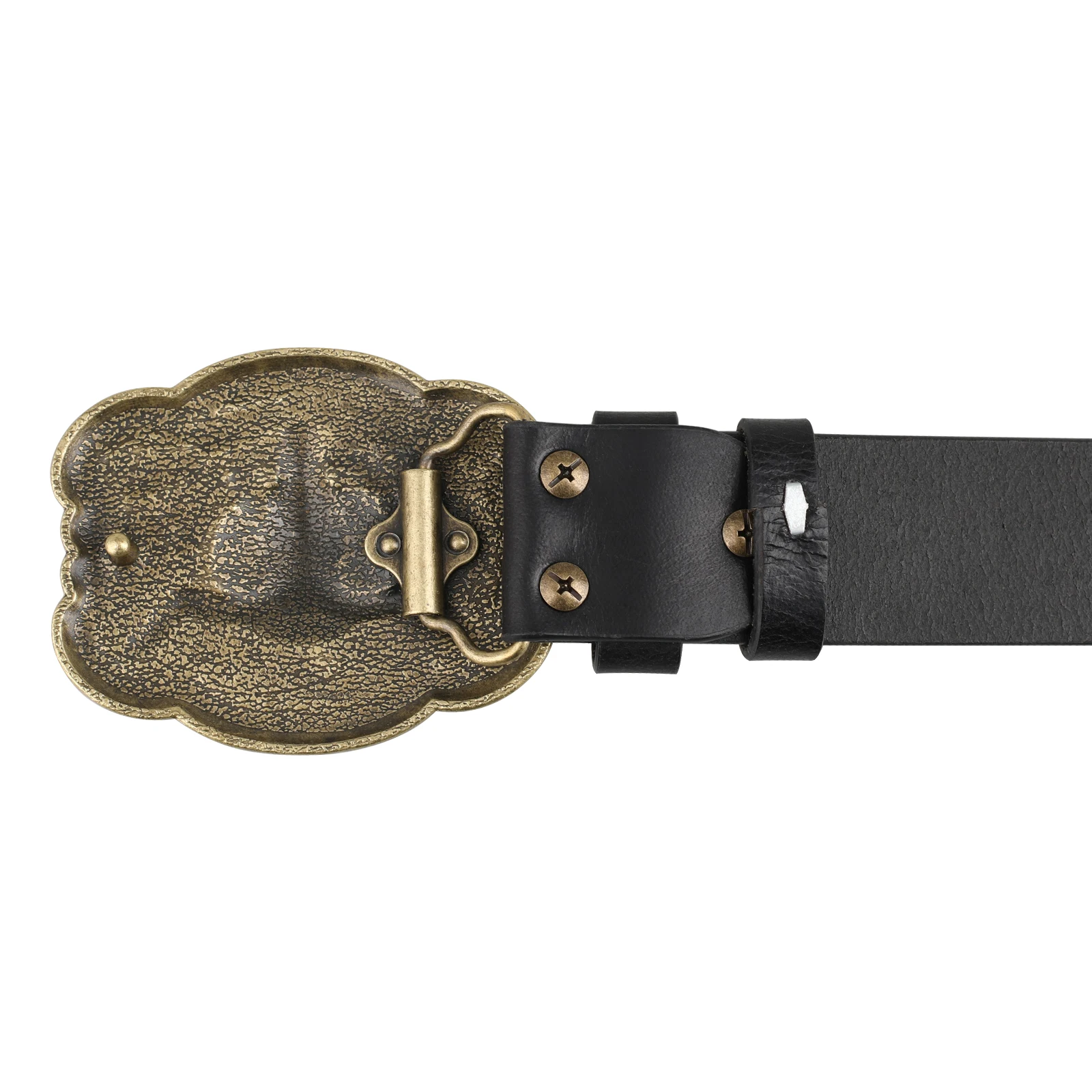 Cowhead Buckle Cowskin Genuine Leather Belt Cowboy