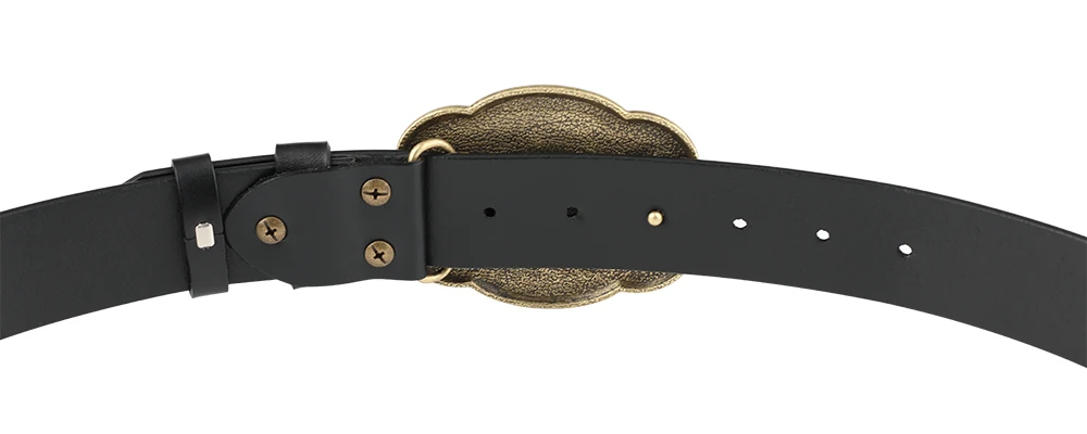Cowhead Buckle Cowskin Genuine Leather Belt Cowboy
