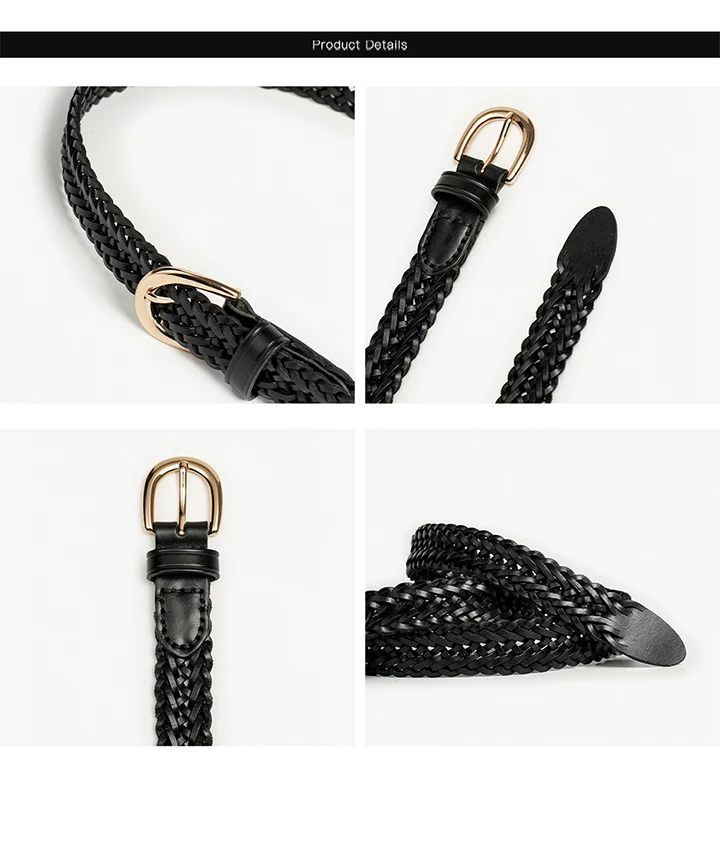 BEAUTODAY Woven Belts Women Ladies Genuine Cow Leather Metal Buckle Waistband Brand Designer Ladies Gifts Accessories 91091