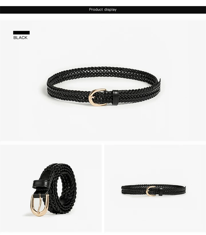 BEAUTODAY Woven Belts Women Ladies Genuine Cow Leather Metal Buckle Waistband Brand Designer Ladies Gifts Accessories 91091