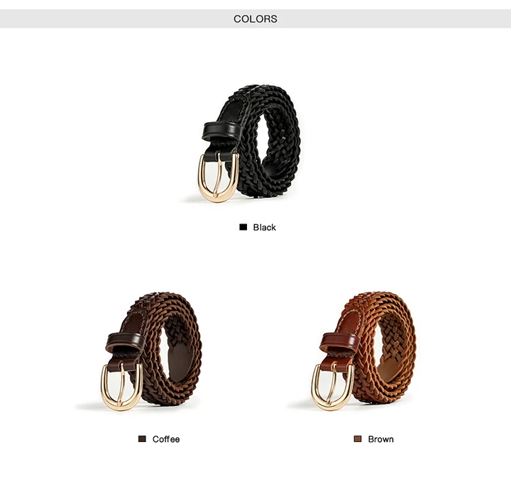 BEAUTODAY Woven Belts Women Ladies Genuine Cow Leather Metal Buckle Waistband Brand Designer Ladies Gifts Accessories 91091