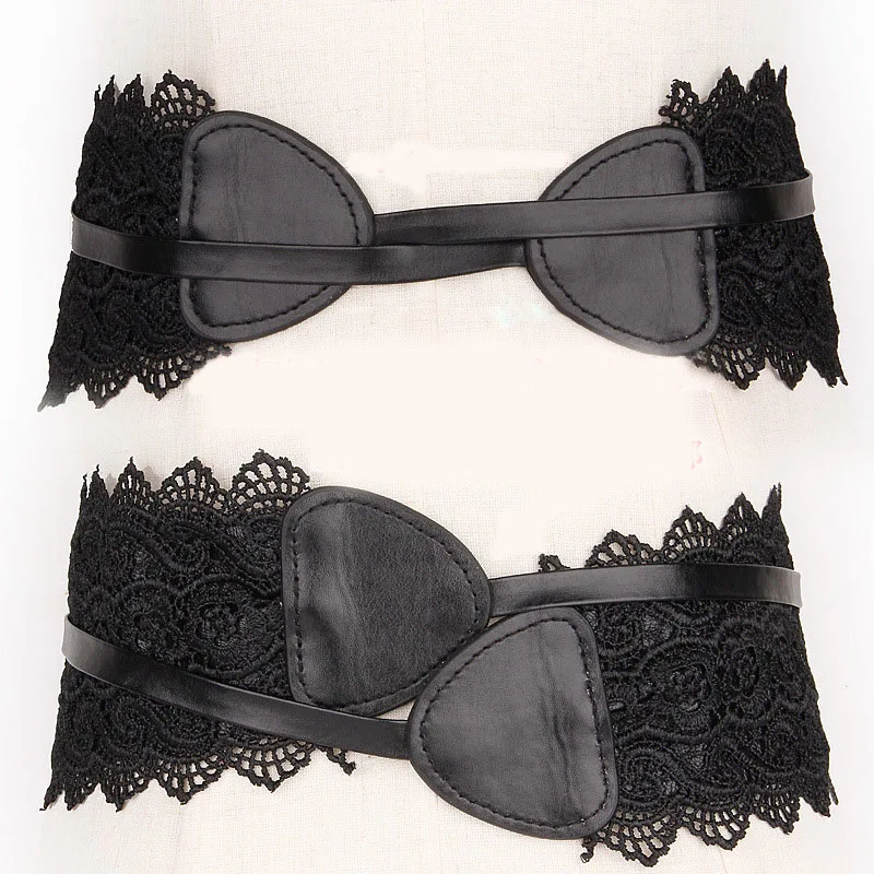 Fashion Lace Bow Women Belt Black Wide Corset Lace Up Waistband Female Dress Decor Waist Belt