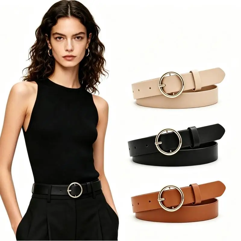 1PCS Korean Fashion Round Buckle Waist Belt High-end Versatile And Casual Fashion Skirt Decoration Waist Belt