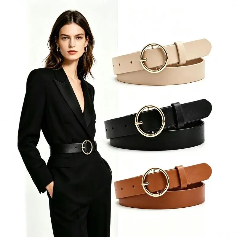 1PCS Korean Fashion Round Buckle Waist Belt High-end Versatile And Casual Fashion Skirt Decoration Waist Belt