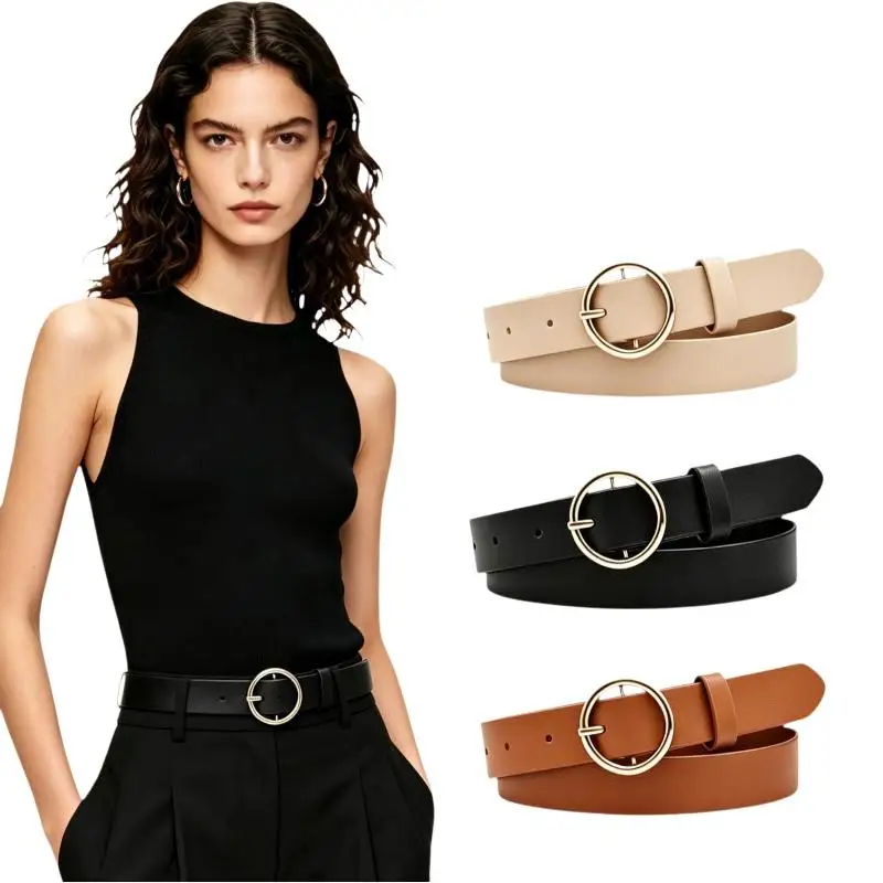 1PCS Korean Fashion Round Buckle Waist Belt High-end Versatile And Casual Fashion Skirt Decoration Waist Belt