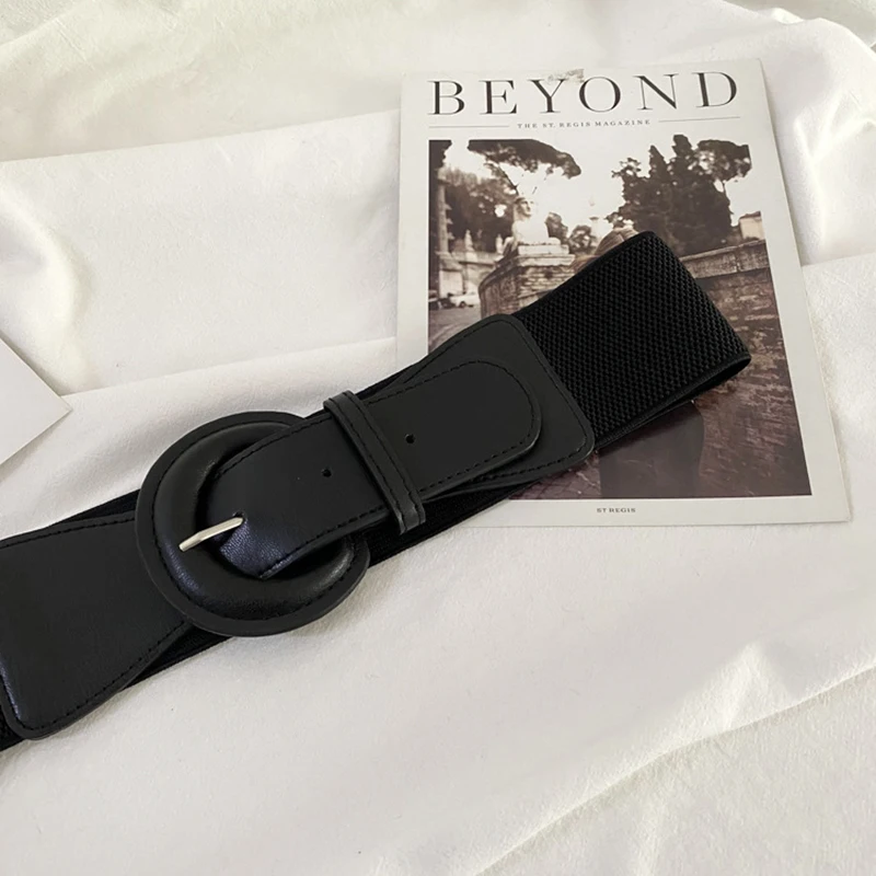 Fashion Black Elastic Waistband Korean Women Wide Belt For Coat Skirt Dress Decorative Girdles Strap Female Body Slim Cummerbund