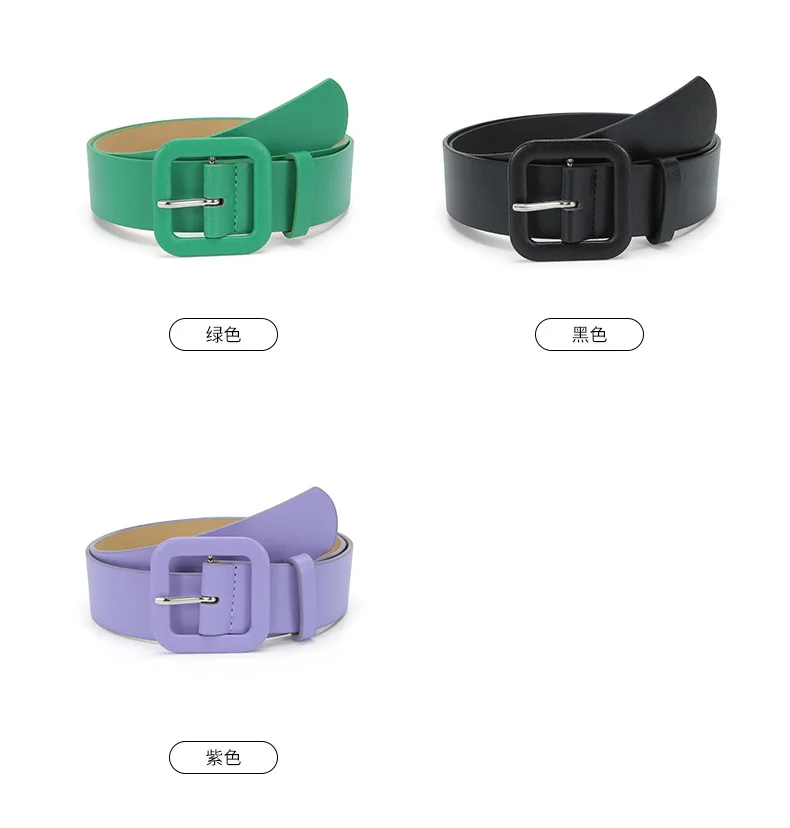 3.8x105cm Fashion Vintage Female Waistband Women Square Buckle Decorative Belt Candy Color Casual Pants Jeans Accessory Belts