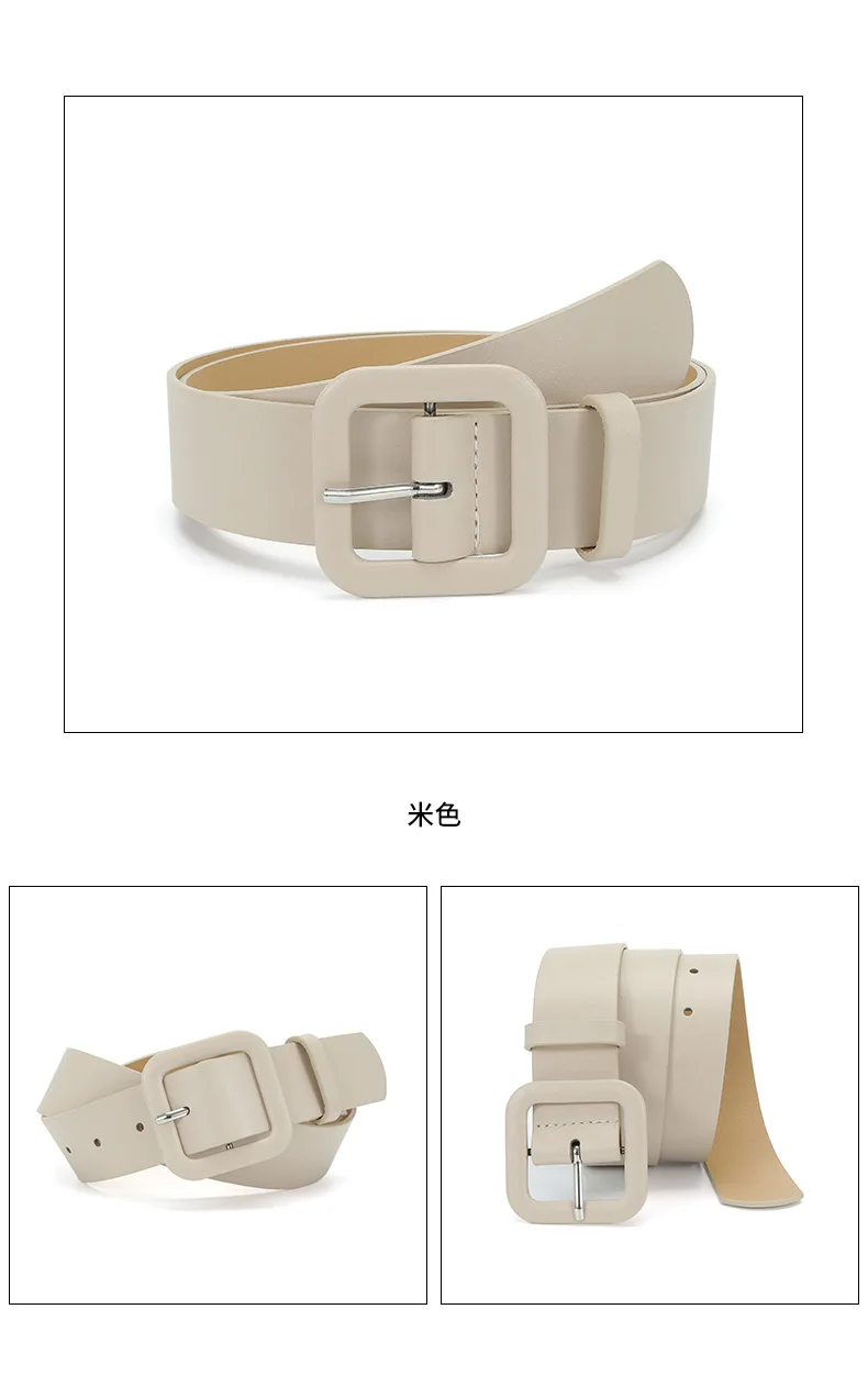 3.8x105cm Fashion Vintage Female Waistband Women Square Buckle Decorative Belt Candy Color Casual Pants Jeans Accessory Belts