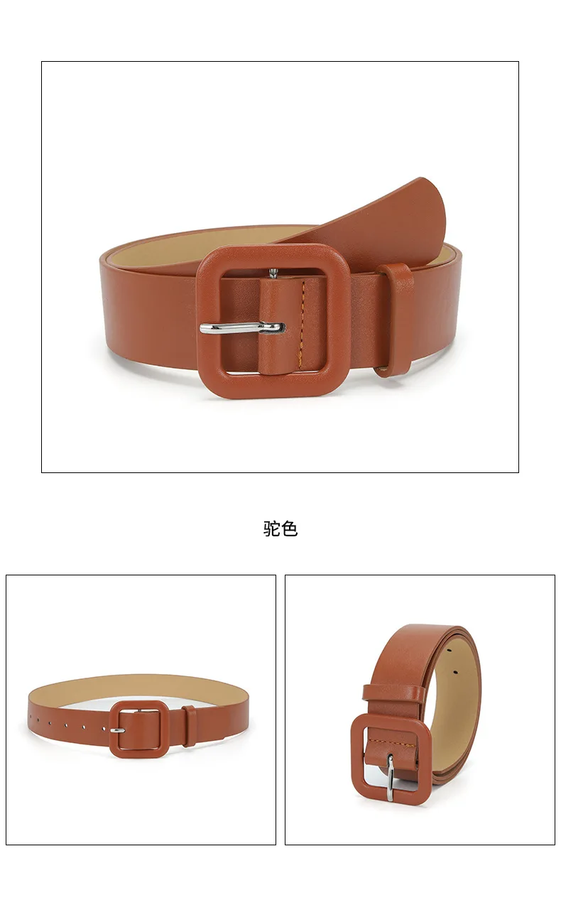 3.8x105cm Fashion Vintage Female Waistband Women Square Buckle Decorative Belt Candy Color Casual Pants Jeans Accessory Belts