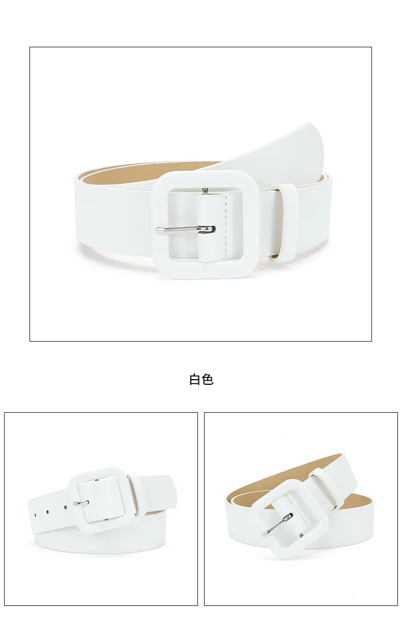 3.8x105cm Fashion Vintage Female Waistband Women Square Buckle Decorative Belt Candy Color Casual Pants Jeans Accessory Belts
