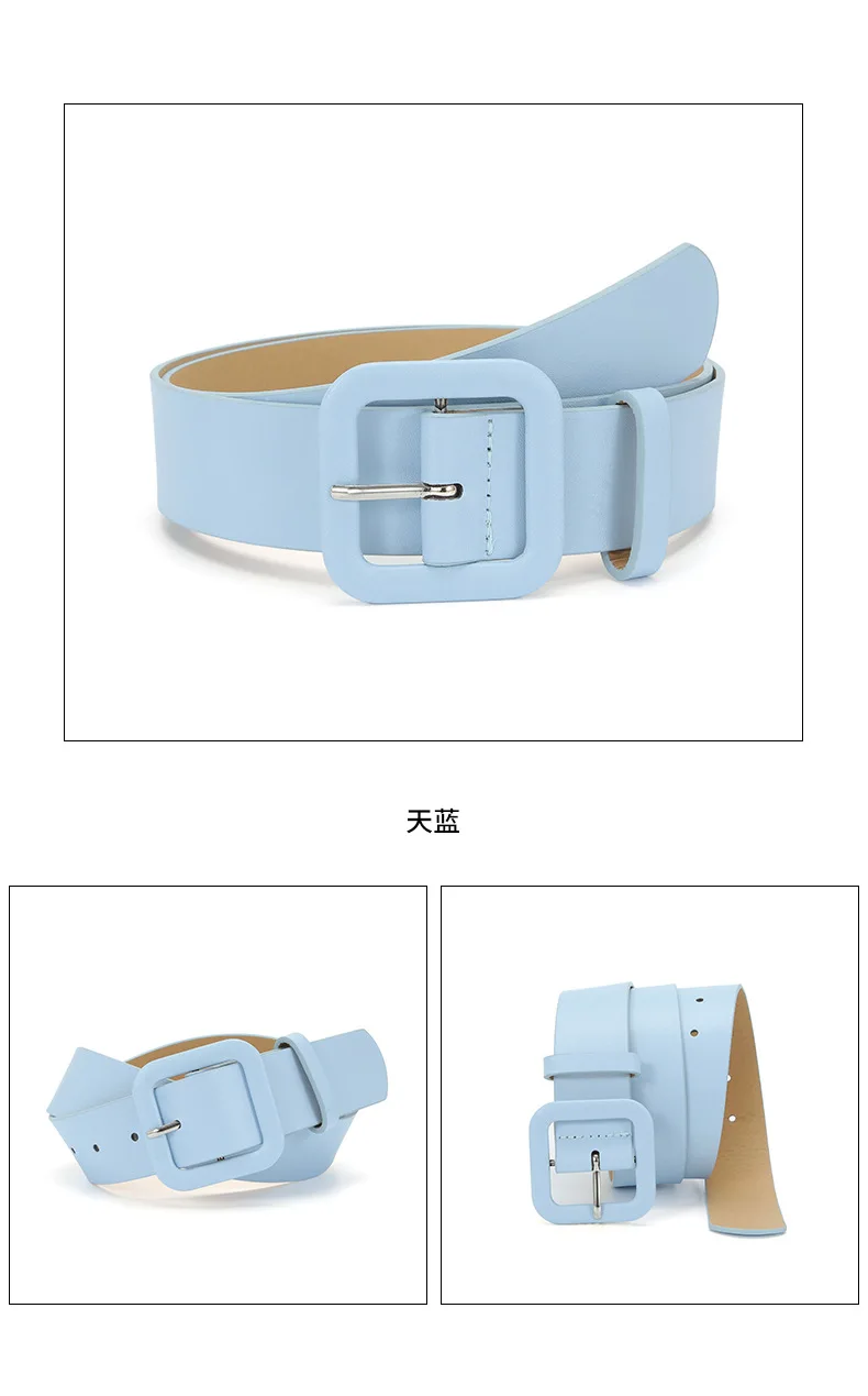 3.8x105cm Fashion Vintage Female Waistband Women Square Buckle Decorative Belt Candy Color Casual Pants Jeans Accessory Belts
