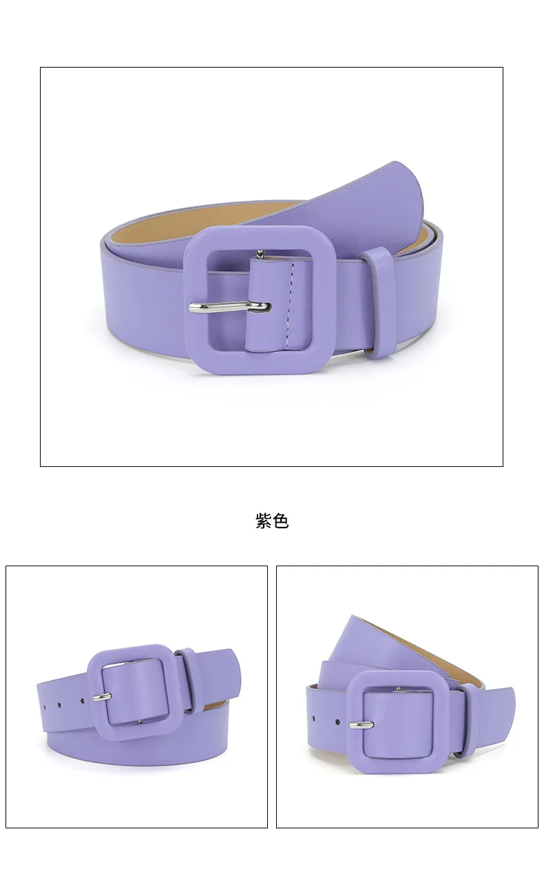 3.8x105cm Fashion Vintage Female Waistband Women Square Buckle Decorative Belt Candy Color Casual Pants Jeans Accessory Belts