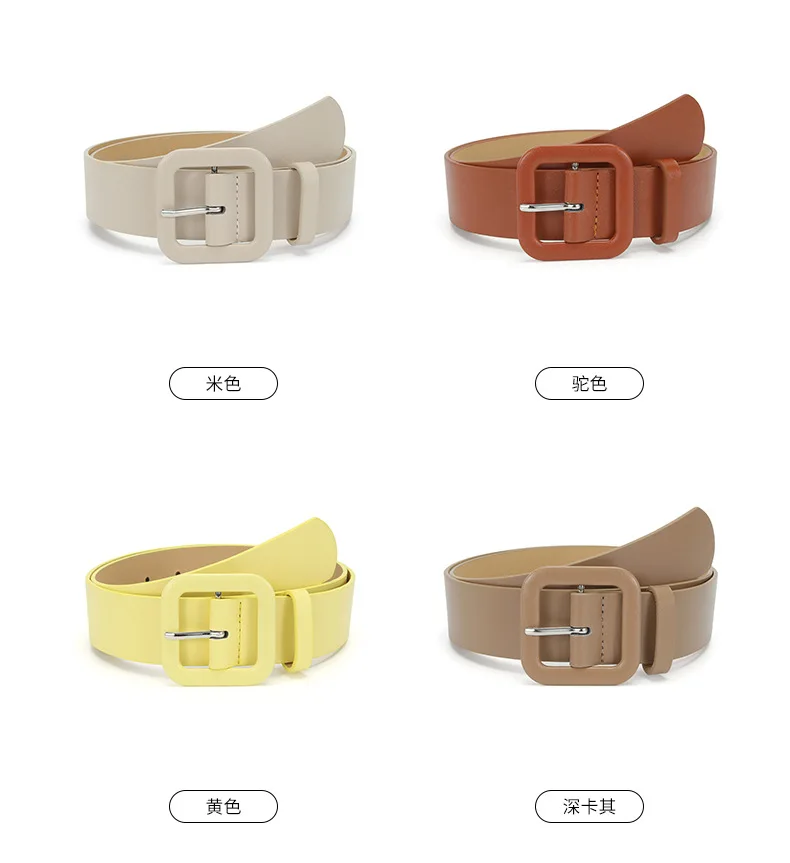 3.8x105cm Fashion Vintage Female Waistband Women Square Buckle Decorative Belt Candy Color Casual Pants Jeans Accessory Belts