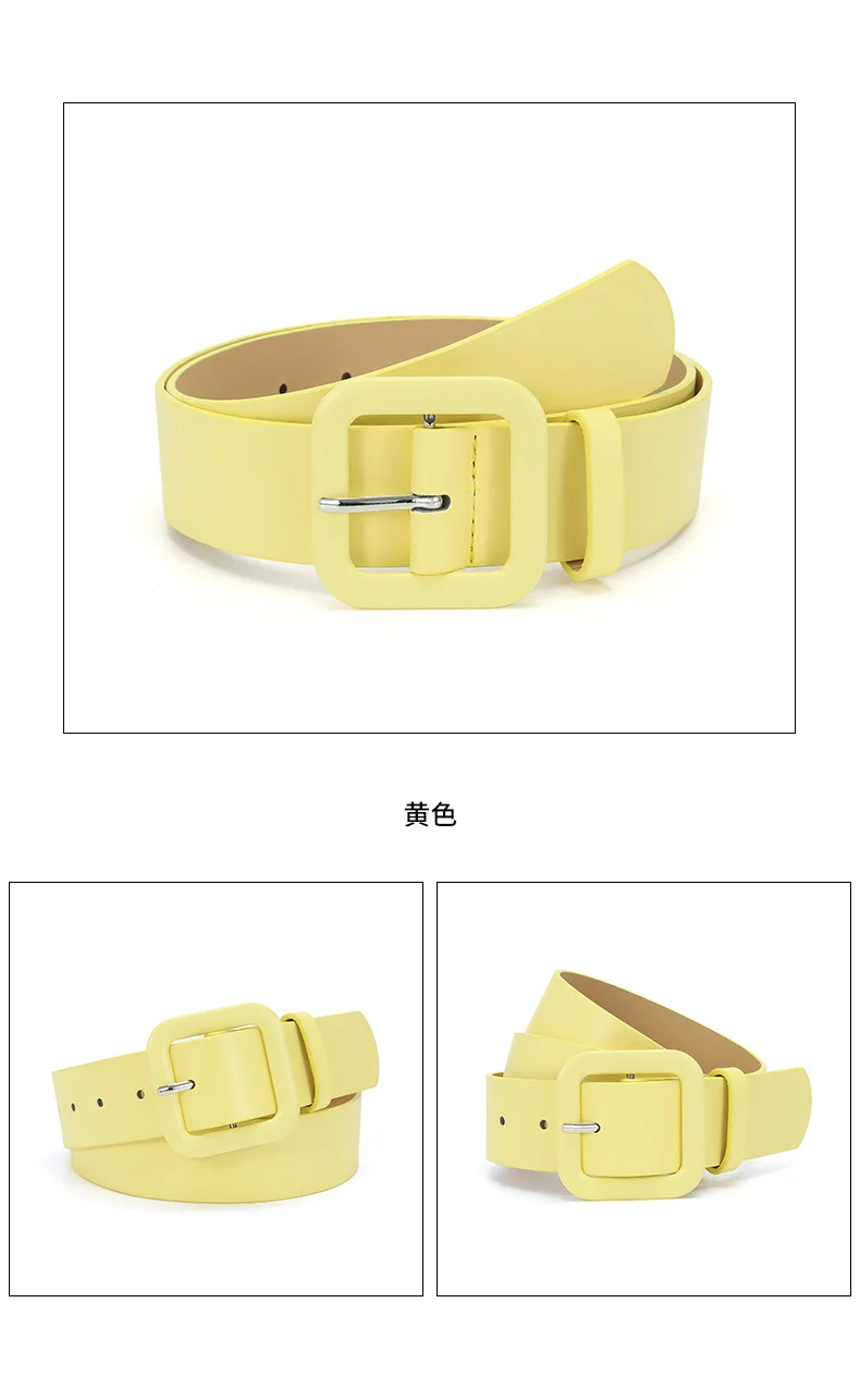 3.8x105cm Fashion Vintage Female Waistband Women Square Buckle Decorative Belt Candy Color Casual Pants Jeans Accessory Belts