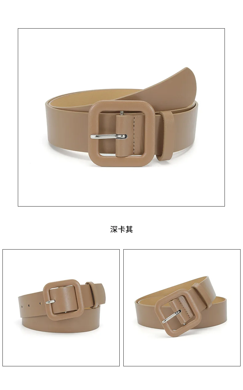 3.8x105cm Fashion Vintage Female Waistband Women Square Buckle Decorative Belt Candy Color Casual Pants Jeans Accessory Belts