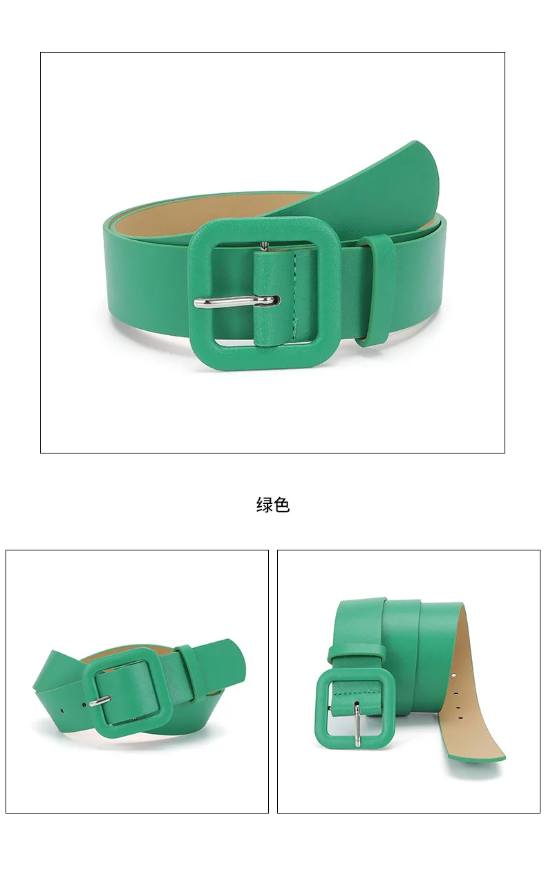 3.8x105cm Fashion Vintage Female Waistband Women Square Buckle Decorative Belt Candy Color Casual Pants Jeans Accessory Belts
