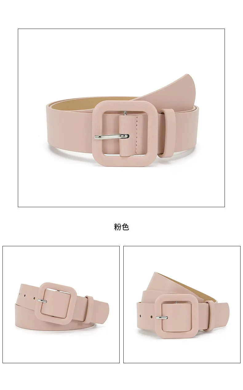 3.8x105cm Fashion Vintage Female Waistband Women Square Buckle Decorative Belt Candy Color Casual Pants Jeans Accessory Belts