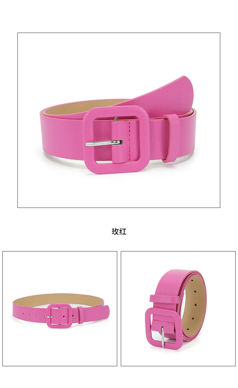 3.8x105cm Fashion Vintage Female Waistband Women Square Buckle Decorative Belt Candy Color Casual Pants Jeans Accessory Belts