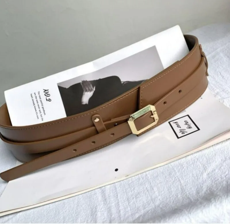 Women's Designer Runway New Fashion Genuine Leather Cummerbunds Female Dress Corsets Waistband Belts Decoration Wide Belt