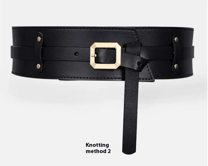 Women's Designer Runway New Fashion Genuine Leather Cummerbunds Female Dress Corsets Waistband Belts Decoration Wide Belt
