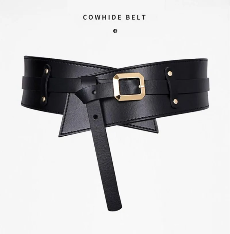 Women's Designer Runway New Fashion Genuine Leather Cummerbunds Female Dress Corsets Waistband Belts Decoration Wide Belt