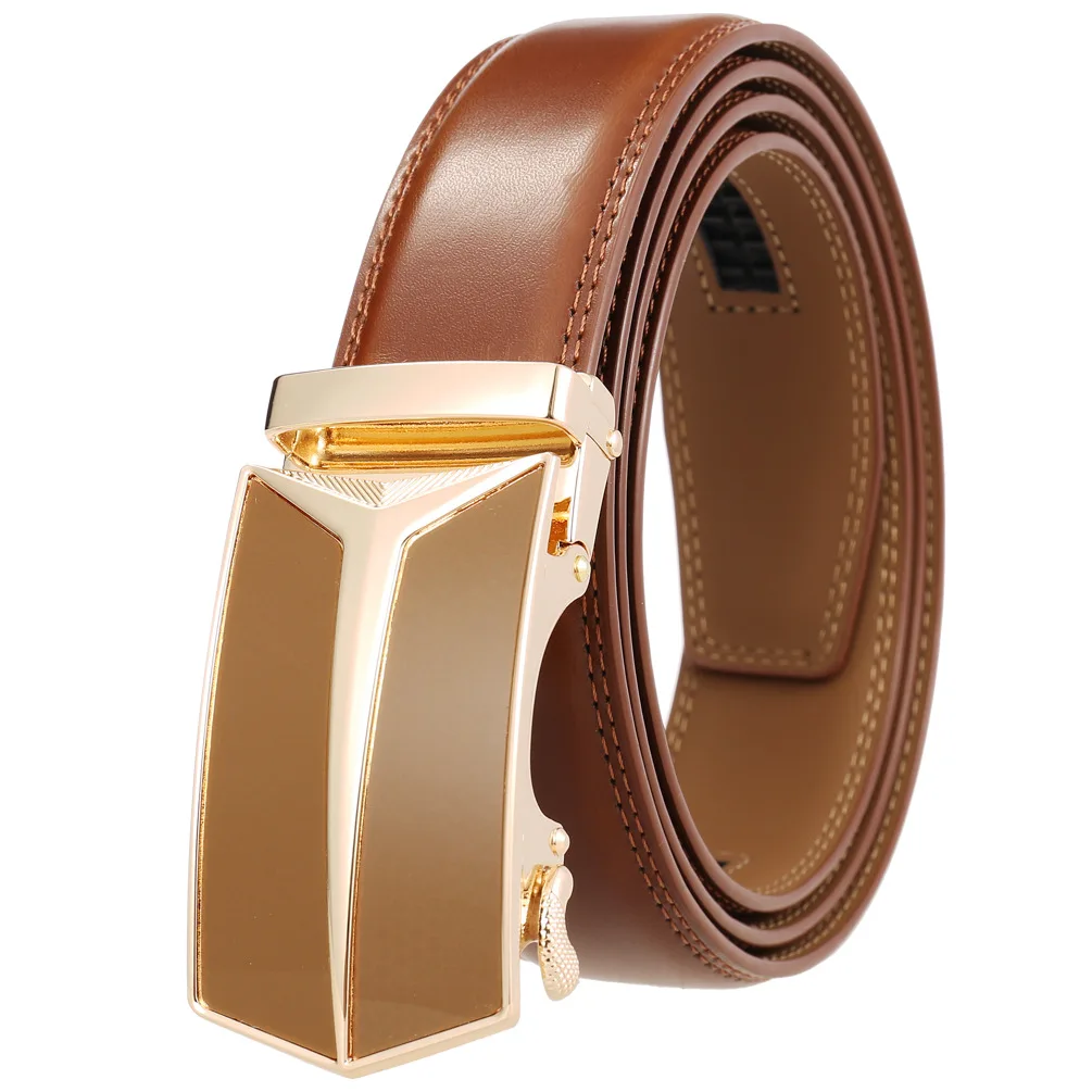 3.5cm Classic Business Office Black Brown Genuine Cow Leather Belts For Men Luxury Designer Automatic Buckle Formal Strap Male