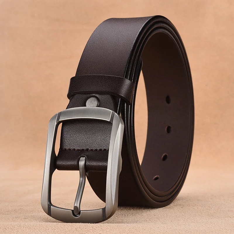 Fashionable Men's Square Alloy Pin Buckle PU Belt Suitable for Jeans Casual Pants Fashionable Men's Retro Business Belt