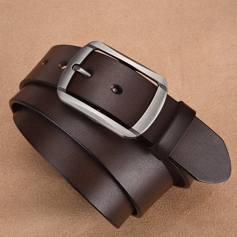 Fashionable Men's Square Alloy Pin Buckle PU Belt Suitable for Jeans Casual Pants Fashionable Men's Retro Business Belt