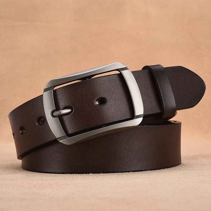 Fashionable Men's Square Alloy Pin Buckle PU Belt Suitable for Jeans Casual Pants Fashionable Men's Retro Business Belt