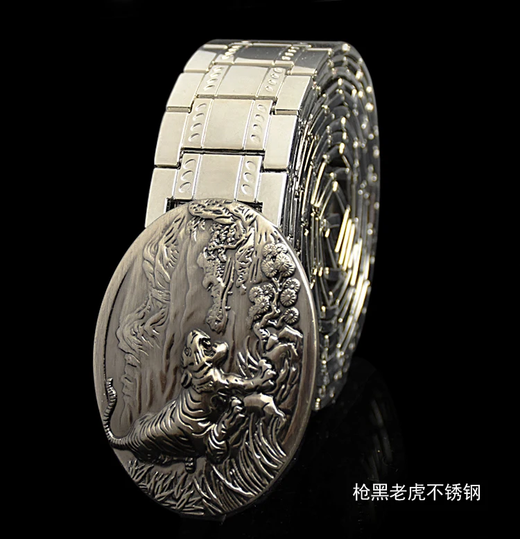 Men's belt metal stainless steel belt silver dragon retro-cologne silver belt high-end designer steel belt personality belt