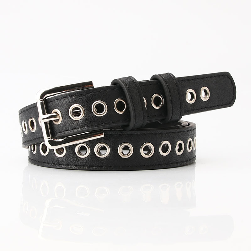 New Metal Full Eyelet Belt for Women's Belt  Korean Version Versatile Fashionable Hollowed Out Decorative Pu Belt 2.3X105cm